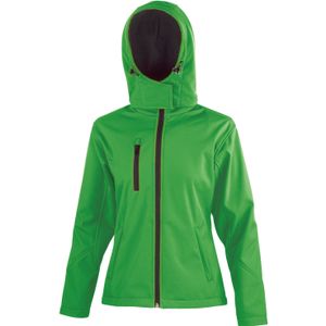 Result Damen Softshell Jacke Winddicht Kapuzenjacke Brusttasche Sport, Größe:L (14), Farbe:Vivid Green/Black