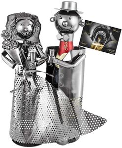 Držiak na fľaše šumivého vína alebo šampanského BRUBAKER - kovová socha svadobného páru s darčekovou kartou