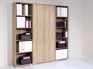 Regalwand Aktenschrank Büroschrank Schrankwand Büromöbel Regal "Clermont I" Sonoma-Eiche