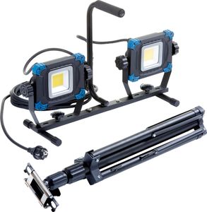 LED Baustrahler mit ausziehbarem Stativ 100W 5m Netzkabel ca. 9000 Lumen Lichtleistung mit rückseitigem Schalter und Steckdose LED Baustrahler mit ausziehbarem Stativ 100W 5m Netzkabel ca. 9000 Lumen Lichtleistung mit rückseitigem Schalter und Steckdose