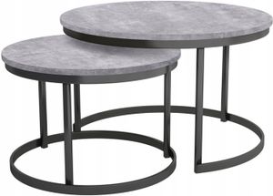 Runde Satztische Couchtische - Loft-Stil Couchtische Metallbeine - 2 in 1 - Zwei Industrielle Getrennte Tische für Wohnzimmer - Beton