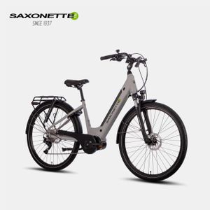SAXONETTE E-Bike Premium Sport , 10 Gang, Kettenschaltung, Mittelmotor, 522 Wh Akku, Pedelec, Elektrofahrrad, Trekkingrad (Ramenhöhe 50 , Silber)