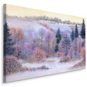 Fabelhafte Canvas LEINWAND BILDER 120x80 cm XXL Kunstdruck Natur Bäume Feld Schnee