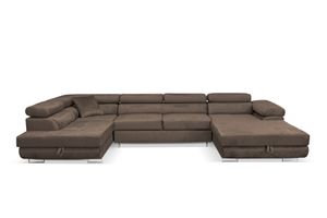 Wohnlandschaft Aller Monolith U XXL-Ecksofa mit Schlaffunktion und zwei Bettkästen in Bronze, linke Seite