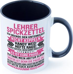 Lehrer Spickzettel | Beruf Tasse | lustiger Spruch vl1 Tasse Weiß Schwarz