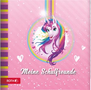 ROTH Freundebuch Einhornportrait - 64 Seiten 16,5 x 16,5 cm - Erinnerungsalbum Einhorn in Pink