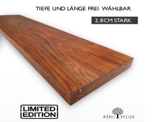 Jatoba Massivholz Regal 19cm tief / 2,8cm stark - Wandboard - Schwebendes Wandregal
