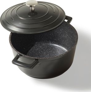 STONELINE® Cocotte Bräter Rund 20 cm Schwarz | mit Deckel