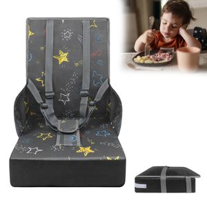 UISEBRT Kinder Sitzerhöhung Baby Boostersitz Faltbar Kindersitz mit Rückenlehne & verstellbaren Dreipunktgurt  für zuhause und unterwegs, Grau
