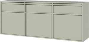 Selsey Evo - třídveřový závěsný příborník se 3 zásuvkami, šalvějově zelená, 154 cm