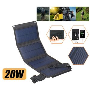 Solarpanel Klappbare Power Bank Outdoor Camping Wandern Handy Ladegerät USB, 20W, IP65 Waterproof, Schwarz
