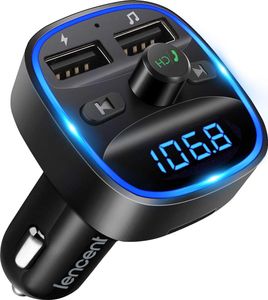 Auto Bluetooth FM Transmitter, Blaue Umgebende Leuchte Drahtloser Radio Kfz-Empfänger Adapter mit Freisprecheinrichtung, Dual USB Ladegerä
