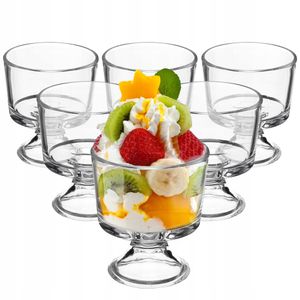 KADAX Eisbecher Glas "Pisa", Eisschalen, Eisgläser, Dessertschalen für Desserts, Eiscremegläser, 280 ml, 6 Stück