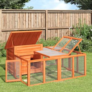 vidaXL Králikáreň Brown 144x123x67,5 cm Masívne borovicové drevo