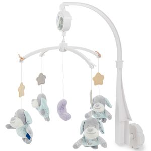 Bieco Musik Mobile Baby, Design: Hündchen Sina | Ø 33cm, Höhe 55 cm | Spieluhr Mobile für Babybett | Einschlafhilfe | Baby Mobile mit Musik | Stoffmobile | Baby Toys 0-6 Months | Melodie LaLeLu