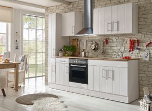 respekta Küche Küchenzeile Küchenblock Landhausküche Einbauküche 240 cm weiß