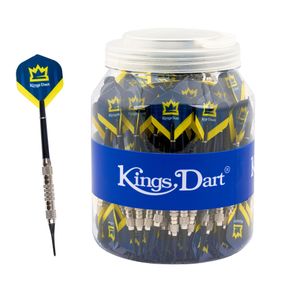 Kings Dart 100 Stück Softdartpfeile, 18 g inkl. Dose, Blau-Gelb