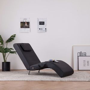 Massage Relaxsessel Relaxliege Liegesessel Loungesessel Chaiselongue mit Kissen Schwarz Kunstleder, size:144 x 59 x 79 cm