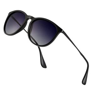 Sonnenbrille für Frauen Männer, Damen Vintage Sonnenbrille, Trendy Runde klassische Retro gespiegelt polarisierte Sonnenbrille schwarz