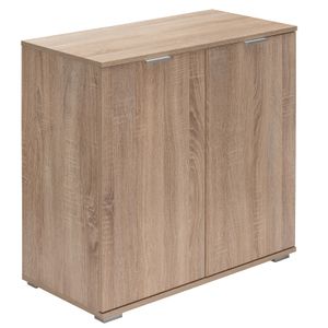 CASARIA® Kommode mit 2 Türen 74x71x35cm Holz Modern Höhenverstellbarer Einlegeboden Schlafzimmer Büro Flur Mehrzweckschrank Aktenschrank Schrank Eiche