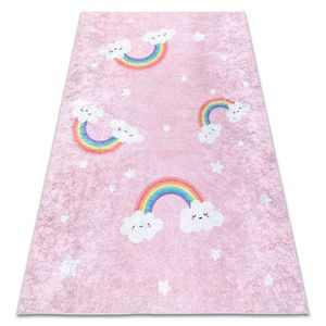 JUNIOR 52063.802 Regenbogen, Wolken für Kinder Anti-Rutsch - rosa Rosa 80x150 cm