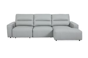 KAWOLA Big Sofa motorischer Sitzvorzug Leder DORI grau,  Longchair rechts