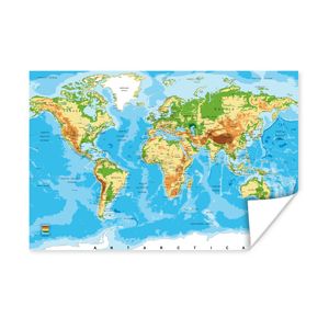 MuchoWow® Poster Weltkarte - Atlas - Farben - Kinder - Jungen - Mädchen 60x40 cm - Schlafzimmerdekoration