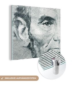 MuchoWow® Glasbilder - Bilder auf Wandbild - Foto auf Glas Eine Illustration von Abraham Lincoln auf der 5-Dollar-Note 20x20 cm Wanddekoration aus Glas - Acrylglasbild - Acrylbilder - Bilder von Glas - Moderne