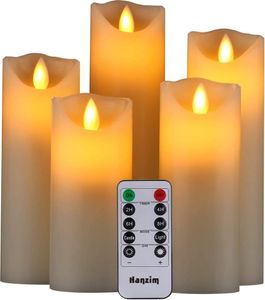 5x LED-Kerzen Weihnachtsbaumkerzen Kabellos Weihnachtskerzen LED Christbaumkerzen mit Batterie Timer Fernbedienung Dimmbar Flackern Warmweiß