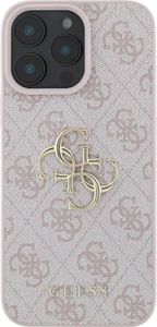 Guess, Hülle für iPhone 16 Pro Max mit Monogramm und 4G-Logo aus Metall, Rosa