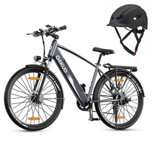 Qekud F28 pro 27,5-calowe e-rowery MTB trekkingowe e-rowery 250W silnik 21-biegowy miejski e-rower czarny do dalekiego zasięgu do 100 km+Kask