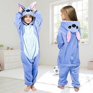 Dětská kombinéza (modrá, 140) Chlapci Dívky Pyžamo s kapucí, zvířecí pyžamový oblek Oblečení Fleece Sleepwear Dětský kostým Kombinéza Cosplay Převlek Karnevalová párty Halloween