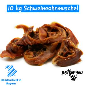 Schweineohrmuscheln 10 kg | Hundefutter | Hundesnack | Leckerlie | BARF Kauartikel wie Schweineohr