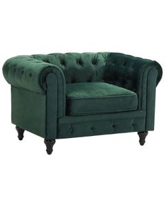 BELIANI Fotel zielony welur chesterfield tuftowany pikowany aksamit vintage glamour salon