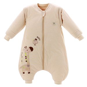 Baby Schlafsack Winter mit Füßen und Langarm 1,5TOG Baumwolle Babyschlafsäcke für Säuglinge Kleinkinder Ganzjährig Langarm Baby Schlafanzug für Neugeborene (Giraffe, Medium)