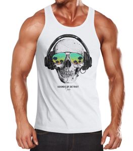 Herren Tank-Top Totenkopf Kopfhörer Musik Party Skull Sonnenbrille Schädel Muskelshirt Muscle Shirt Neverless®  L