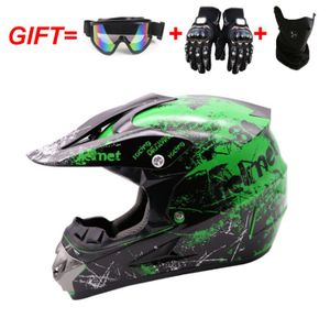 Motocross Helm Adult Off Road Helm Motorradhelm Cross Helme Schutzhelm ATV Helm mit Handschuhe Maske Brille Größe L, Grün