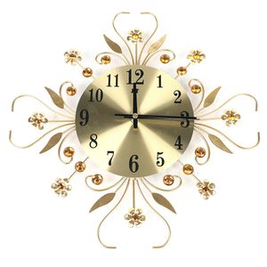Moderne Kreative Wanduhr Blumenform Rund Metall Uhr mit Quarz-Uhrwerk Wohnzimmer Büro Flur Dekoration (Gold)