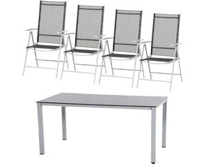 Gartenmöbelset Siena Garden 4 -Sitzer bestehend aus: 4 Stühle,Tisch Metall silber