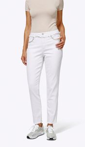 CRéATION L Damen Jeans mit Perlen, weiß, Größe:50