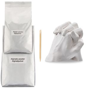 Navaris 3D Abformset Gips Familie Hände - Set Gipsabdruck Abdruck Fuß Hand - Handabdruck Fußabdruck -  pH-neutral hautverträglich