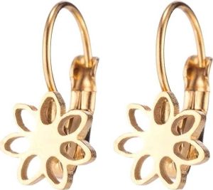 Náušnice z chirurgické oceli 316L s 18karátovým zlatem, květinový design, rozměry 1 cm x 1 cm Náušnice z chirurgické oceli 316L s 18karátovým zlatem, květinový design, rozměry 1 cm x 1 cm
