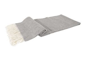 Wolldecke Premium Decke 140 x 200 cm hellgrau als warme Tagesdecke & edles Plaid aus 100 % Wolle
