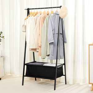 Yorbay Garderobenständer Bambus  mit Aufbewahrungsbox, Klappbar Kleiderständer , 88x49x149 cm