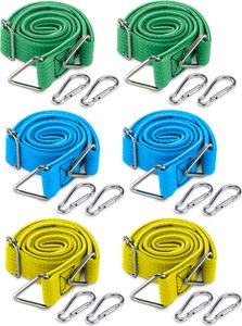 Navaris 6x Spanngurte mit Karabiner Haken beidseitig - 30 bis 203cm einstellbar - Gurt Set in 3 Größen - Fahrrad Gepäckträger Kofferraum Spannband -