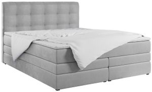 Manželská posteľ s dvojlôžkovým matracom - úložná posteľ s podnožou - čalúnená posteľ s čelom a topperom - H4 Kronos Grey 160 x 200 cm - ERNI