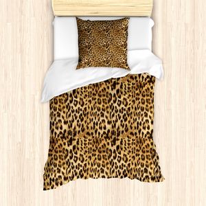 ABAKUHAUS Braun Mantele, Leopard-Druck, Milbensicher Allergiker geeignet mit Kissenbezügen, 135 cm x 200 cm - 80 x 80 cm, Braun
