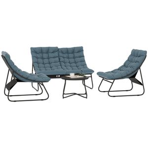 Outsunny Stahl Gartenmöbel Set 4 Personen wetterfest Balkonmöbel-Set mit 2er Sofa, Sessel Beistelltisch Sitzkissen Outdoor Sitzgruppe Terrassenmöbel Outsunny Stahl Gartenmöbel Set 4 Personen wetterfest Balkonmöbel-Set mit 2er Sofa, Sessel Beistelltisch Sitzkissen Outdoor Sitzgruppe Terrassenmöbel
