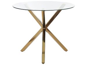 BELIANI Jídelní stůl zlatý deska z tvrzeného skla kulatý ⌀ 90 cm 4-místný moderní design