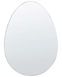 BELIANI Wanspiegel Silber Glas Oval 50 x 70 cm Ei-Form Ohne Rahmen Rahmenlos Modern Deko Wanddeko für Wohnzimmer Schlafzimmer Bad